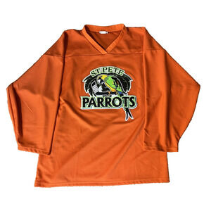 Vintage St. Pete’s / Winston Salem Parrots Hockey Jersey Orange Rare XXL